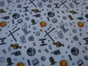 Star Wars White Flannelette Cotton Fitted Cot Sheet Handmade
