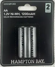 Hampton Bay 18500 3.2V LiFePO4 1000mAH Lithium Solar Rechargeable Batteries 2 Pk