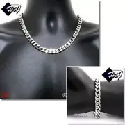 20"MEN Stainless Steel WIDE 9x4mm Silver Cuban Curb Chain Necklace Bracelet*S140