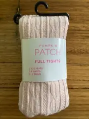 Pumpkin Patch Girls Tights Light Pink 2-3 Years New Cable Knit Full Tights 012