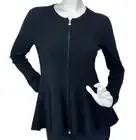 NWT Allude 100% Cashmere Peplum Zip Up Jacket Small Black Silver Logo Zipper S