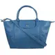 【全新現貨 優惠中】法國Longchamp Le Pliage Cuir 折疊小羊皮短把兩用包.藍 M #1512現金價$8,500