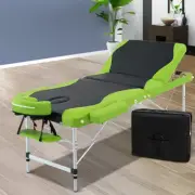 Aluminium Massage Table 3 Fold Folding Therapy Bed Adjustable Brackets Green