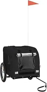 vidaXL Durable Iron and Oxford Fabric Dog Bike Trailer - Black - Ventilated with Zippered Doors and Reflective Flag for Safety - Also Ideal for Carrying Groceries or Camping Equipment