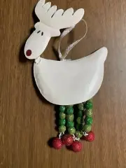 Modern Bobble Head Metal Reindeer Glitter Legs Christmas Ornament 4.5" no rack