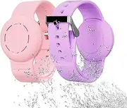 Aircawin Waterproof Airtag Bracelet for Kids,Hidden Airtag Wristband Kids,2 Pack Silicon Anti-Lost Apple Airtag Holder Case for Child,Airtag Case Cover Watch Band GPS Tracker for Toddler-Pink+Violet