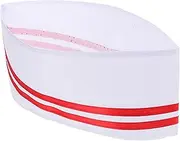 [Minkissy] Red Trim Chef Hat Multipurpose Kitchen Cap Men's Women's Food Service Cap Easy to Clean