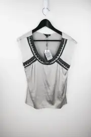 SABA "Harper" silk sleeveless top with neck detailling in oyster size 8 BNWT
