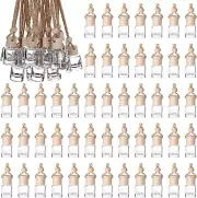 50Pcs Hanging Car Air Freshener Diffuser Wooden Caps 8ML Empty Clear Bottles Oil
