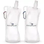 Survival Canteens, Collapsible Folding Water Bottle, 33oz 2 Pack, 2 Liters Total