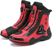 QIeAny Dirt Bike Riding Boots(37-47), Anti-slip/Wear-resistant, Collision Avoidance/Breathable, Rubber Sole/Shift Pad, Water Proof, For All Seasons/Riding,45,Red