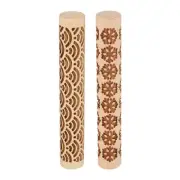 2pcs Wood Roller 10cm Water Wave Snowflake Pattern Wooden Pottery Tools
