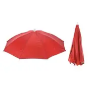 2 Pack Umbrella Hat 20 Inch Folding Sun Rain Cap Hands Free Fishing Red