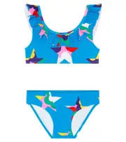 [Stella McCartney Kids] Stella McCartney Kids Printed ruffle-trimmed bikini Y 3 blue