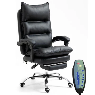 Executive Massage Office Chair Black Recliner w/Footrest AU Fast Post