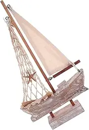 Beatifufu Mini Wooden Sailing Ship Model Ocean Themed Decor Rustic Centerpiece for Table Sailboat Ornament Home Decoration