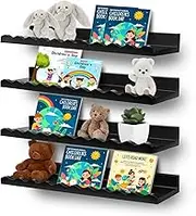 KEDEMAS Nursery Book Shelves, Floating Book Shelves for Wall, Scalloped Shelves for Wall Decor and Storage Perfect for Books, Toys, Photo Frames, and Nursery Décor (Black)