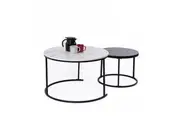 Set of 2 Coffee Table Round Marble Nesting Side End Table Furniture