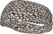 [CADREWY] Pebble Stone Print Stylish Sports Sweatband Stretchy Breathable and Moisture Wicking Headband for Gym
