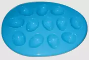 EASTER EGG SHAPED PLATTER ~ Bright Neon Blue~ Holds 12 eggs~ Plastic ~ BPA Free