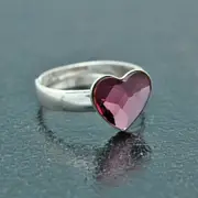 Silver Pink Stone Heart Ring