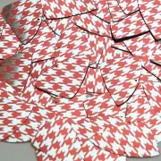Fishscale Fin Sequin 1.5" Red Silver Houndstooth Pattern Metallic