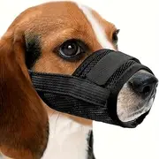 Nylon Mesh Breathable Dog Mouth Cover, Quick Fit Dog Muzzle with Adjustable Straps，Pet Mouth Cover, to Prevent Biting and Screaming to Prevent Accidental Eating (Black, XXL)