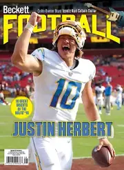 New AUGUST 2022 Beckett FOOTBALL Card Price Guide Magazine with JUSTIN HERBERT