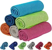 Cooling Towel 6 Packs 40x12'' Chill Ice Sports Towel Neck Headband Bandana Scarf for Instant Relief Stay Cool with Cold Microfiber Cloth for Yoga,Golf,Gym Fitness&Summer Outdoor Work