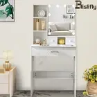 Vanity Desk with Mirror and LED Lights Makeup Table with Drawers Dressing Table