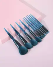 Makeup Brush Set 10 Pieces Navy Blue Eyeshadow Foundation Powder Blush Brushes