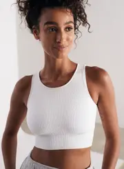 [aim'n] White Ribbed Seamless Crop Top