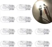 Tippwoo 10 PCS Car T10 Halogen Dash Light Bulb, 168 192 12V 5W High Transmittance Quartz Glass Flat Foot Width Indicator Light, 360 Degree Lighting Replacement, Suitable for Most Cars (White)