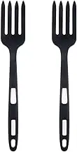 PACKOVE 2pcs Silicone Flexible Forks Heat Resistance Cooking Forks for Kitchen Ergonomic Design Non-Stick Light Weight for Pasta Noodles