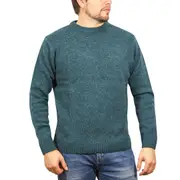100% SHETLAND RAGG WOOL CREW Round Neck Knit JUMPER Pullover Mens Sweater Knitted - Sherwood