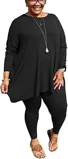 [BFFBABY] Plus Size 2 Piece Outfits for Women Tracksuit Long Sleeve Tunic Tops Bodycon Long Pants Loungwear Set
