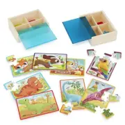 B. toys- Pack o' Puzzles 2-Pack - Pets & Dinos- Wooden Puzzle Box Set OPEN BOX