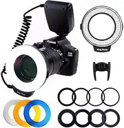 PLOTURE Flash Light with LCD Display Adapter Rings and Flash Diff-Users for Canon Nikon and Other DSLR Cameras