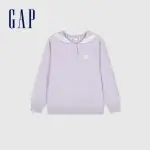 【GAP】女童裝 LOGO翻領大學T-淺紫色(890212)