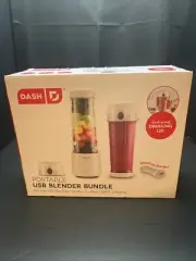 Dash Portable USB Blender Bundle 2- 16 Oz Tritan Bottles White Cordless Portable