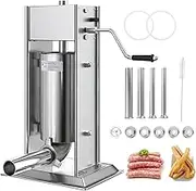 Commercial Churros Machine and Sausage Stuffer, 2 in 1 Manual Churros Maker with 10 Nozzles, 5L Countertop Stainless Steel Donuts Maker, Vertical Latin Fruit Machine for Restaurant