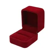 Black Velvet Ring Box,Jewelry Gift Box for Proposal,Engagement, S Wine Red