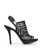 Black Mesh Slingback Heels