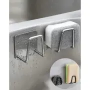 2 Pcs Adhesive Sponge Holder Sink for Kitchen Accessories Stainless Steel/Black