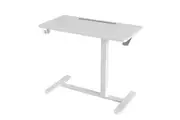 Altus Mobile Standing Desk with Wheels Pneumatic Over Bed Table (White)