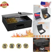Metal Fireproof Document Storage Box with Key Lock - Secure & Scratch-Resistant