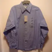 Geoffrey Beene Easy Care Poplin Blue long sleeve collared Shirt Size Large NWT