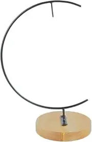 QUMIIRITY Creative G Shaped Iron Stand with Wooden Base Micro Landscape Hanging Rack for Desktop Decor Flexible Iron Wrought Adornment Holder for Terrarium and Eco Bottle Display