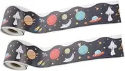 DOITOOL 2 Rolls Outer Space Bulletin Board Border Stickers of Astronaut Star Decorations for School Classroom Office and and Stick Water Resistant Easy Application