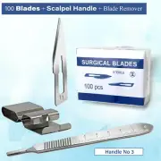 100 Sterile Blades #11 + Blade Remover + #3 Scalpel Handle Medical Dental Crafts